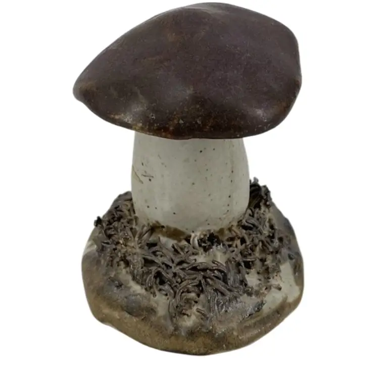 Rita Kubulins Studio Pottery Merry Mushroom Signed Stoneware brown Glaze