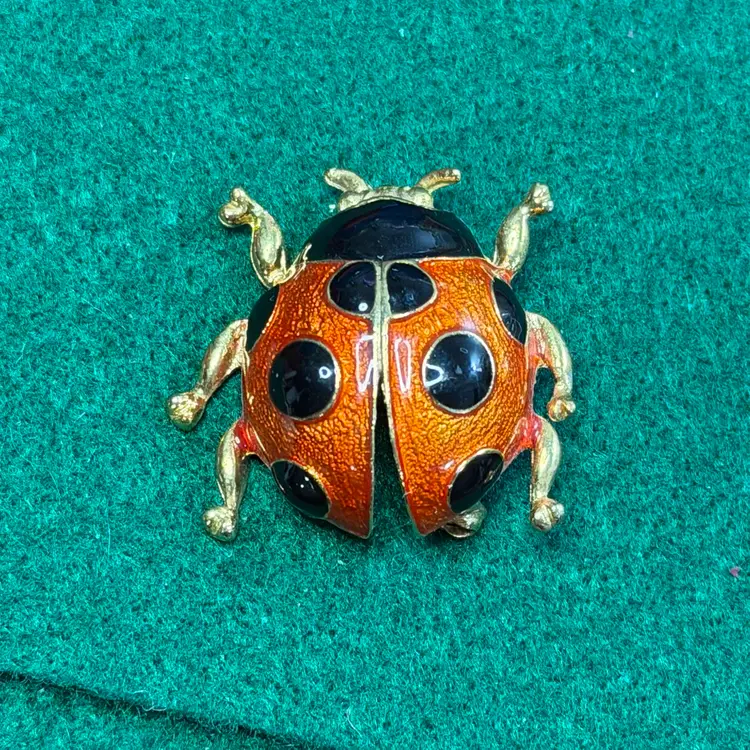 Giovanni Enameled Gold Tone Lady Bug Ladybug Brooch Pin