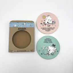 Moomin Hug ceramic coasters by Half Moon Bay Open Box Set of 2 I'll have to calm down a bit