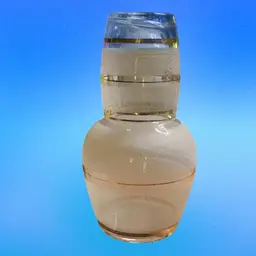 05. Vintage Tumble Up Carafe & Tumbler Bedside Water Clear with Gold Glass Set