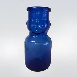 BLUE Vintage Cream Dairy Milk Bottle  Half Pint Glass