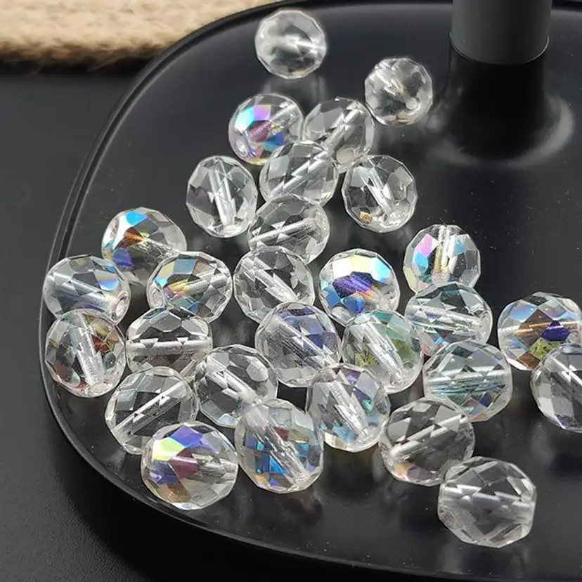 30pcs 10MM Czech Glass Beads, mix of clear & clear AB #BC181