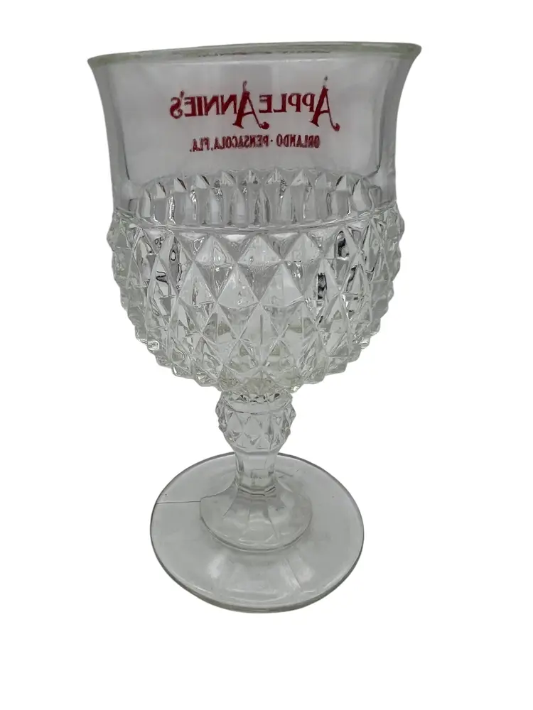 Apple Annie's Orlando Pensacola Diamond Point Goblet Barware 6.5" Glass Souvenir