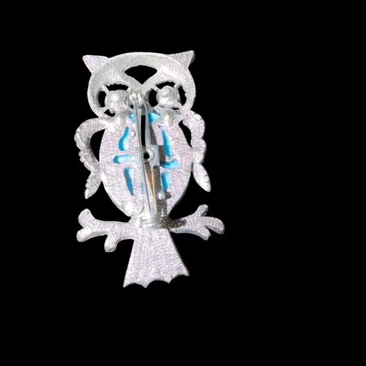 Vintage Owl Perched On A Branch Brooch Pin