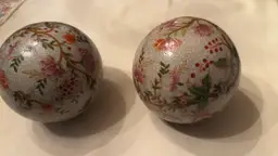 Vintage Floral Carpet balls -Pair