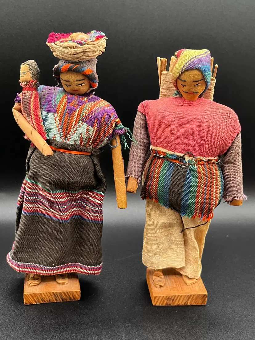 Medium Guatemalan Indigenous Ethnic Folk Dolls 8.5”
