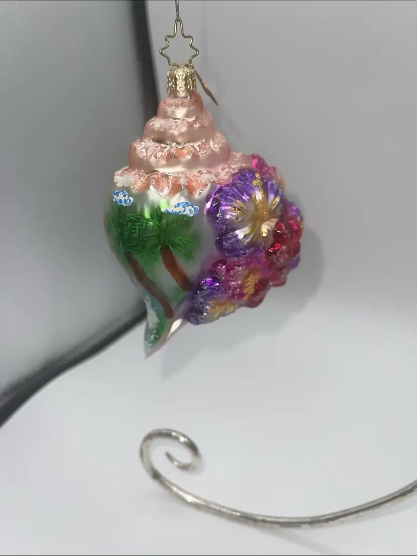 Christopher Radko Tropical Shores Ornament 4.75” Seashell And Flowers