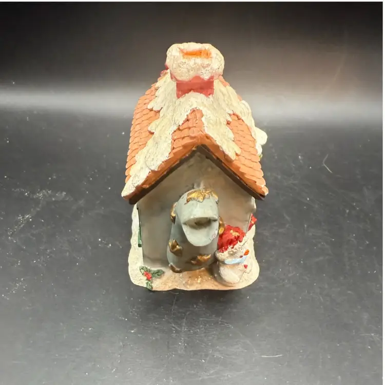 Vintage Christmas Winter Cottage Teapot