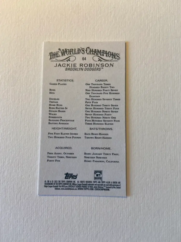2023 Allen And Ginter Jackie Robinson Mini
