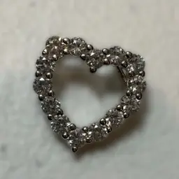 #20 Sterling Silver.925 White Sapphire Heart Pendant.75”