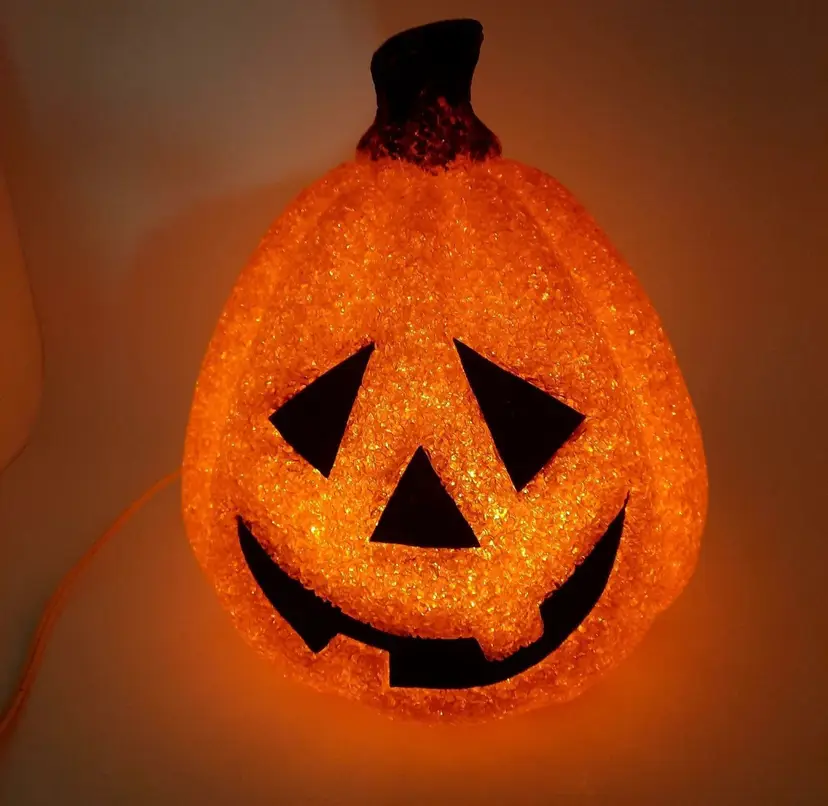 Halloween Popcorn Melted Plastic Light Up Electric Jack o'lantern