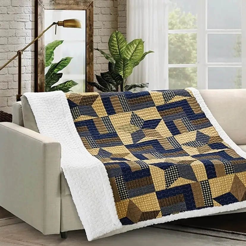 VIRAH BELLA BRAND NEW WITH TAGS QUILTED SHERPA THROW COLLECTION NWT