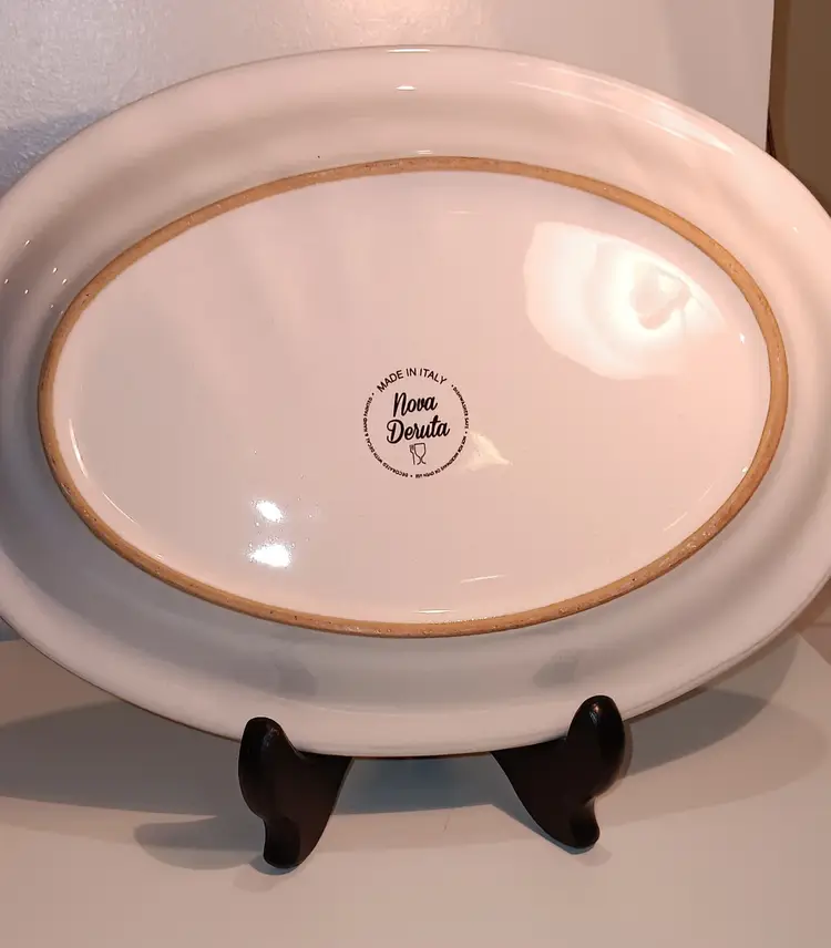 Nova Deruta Italy Hand Painted Platter Quail in Fruit Vines