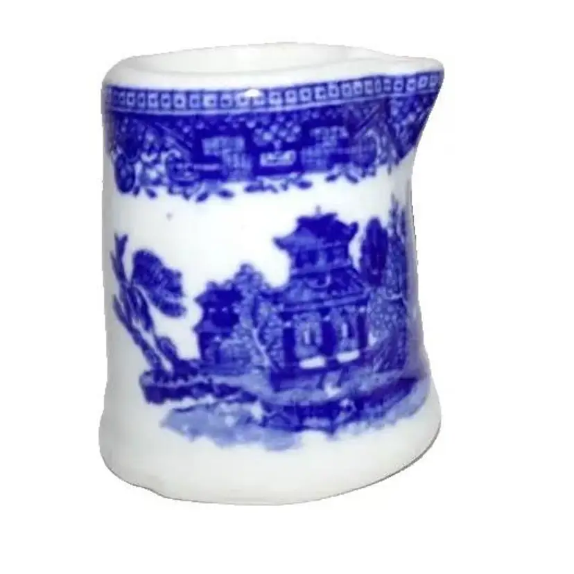 Antique Flow Blue, WILLOW, by John Maddock, England, Porcelain Individual Creamer, Scarce