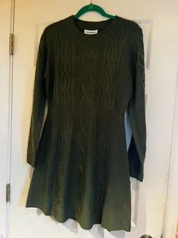 Lucky Brand Green Long Sleeve Sweater Dress Size L NWT