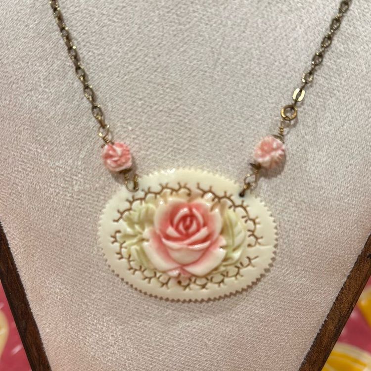 Celluloid Rose Gold-Tone Necklace