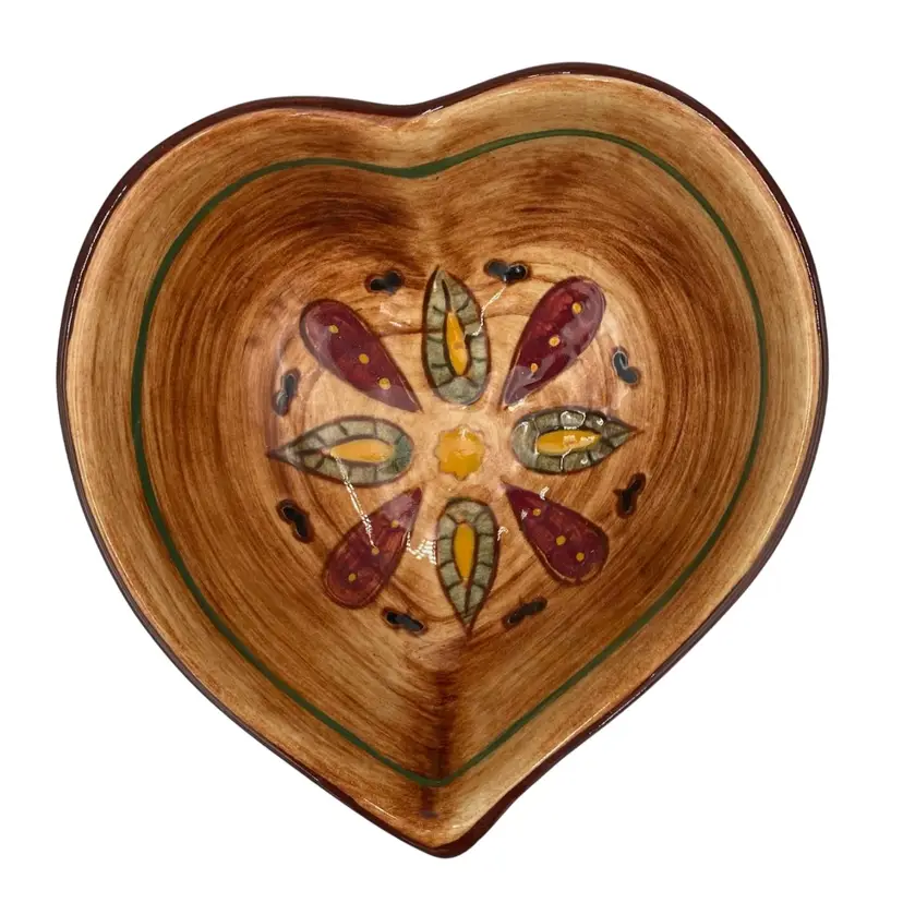 Vintage (‘60s) Pennsbury Pottery Heart-shaped Bowl, Hex Pattern, Pennsylvania Dutch