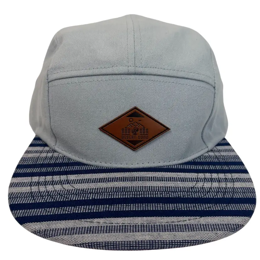 Desert Song Leather Patch Flat Brim Light Blue Siena 5 Panel Adjustable Hat