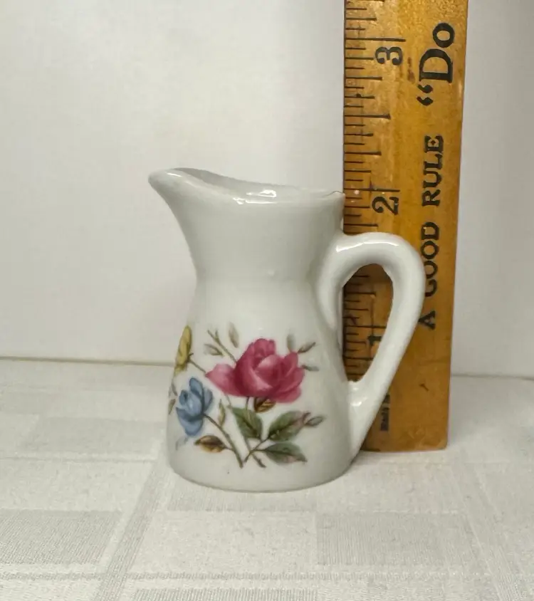 Miniature Floral Pitcher, Made In Japan, 2”