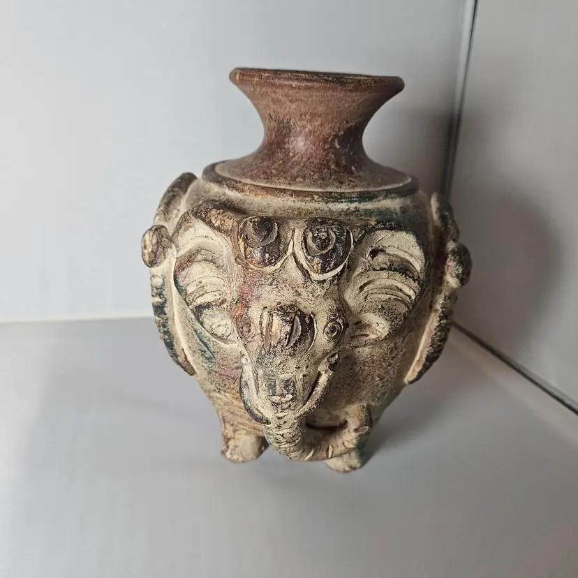 Vintage Elephant Vase Terra Cotta