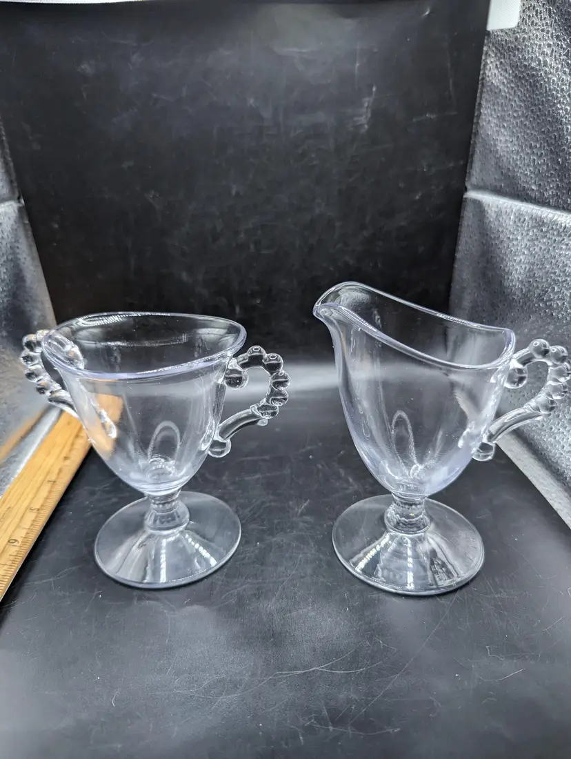 Vintage Candlewick Clear Glass Creamer and Sugar Set Early To Mid Century