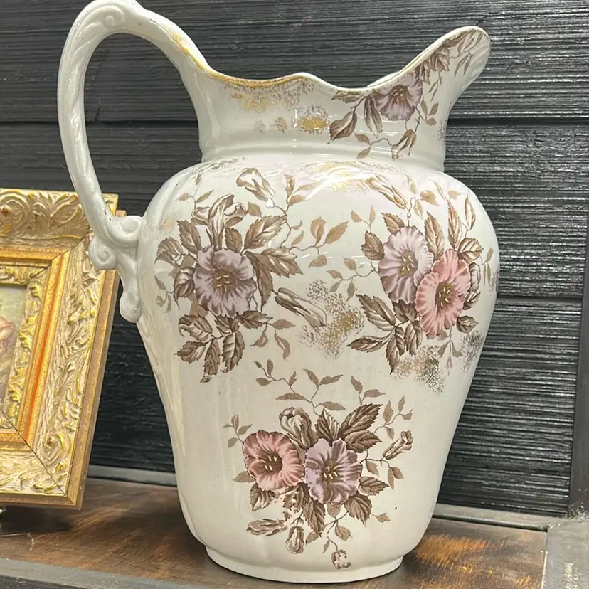 Large Washstand Pitcher Floral Monoco S.H. & CA