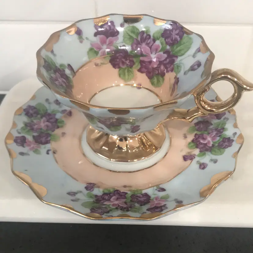 Vintage Lefton Handpainted Cup And Saucer