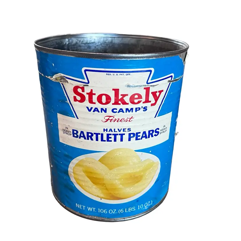 30 Vintage Stokely Pears Primitive Farmhouse Can