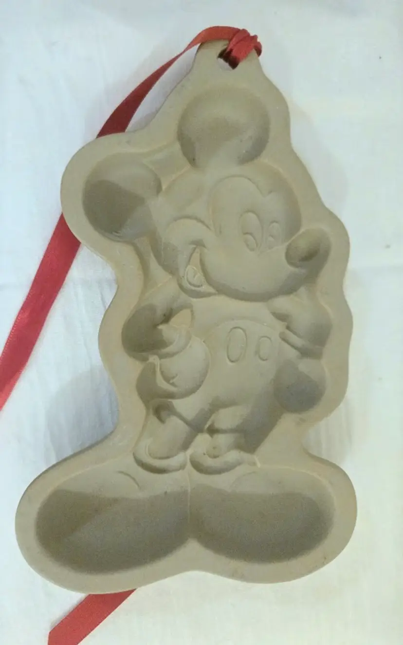 Vintage Mickey Mouse Ceramic Stoneware Cookie Mold 7" - Disney