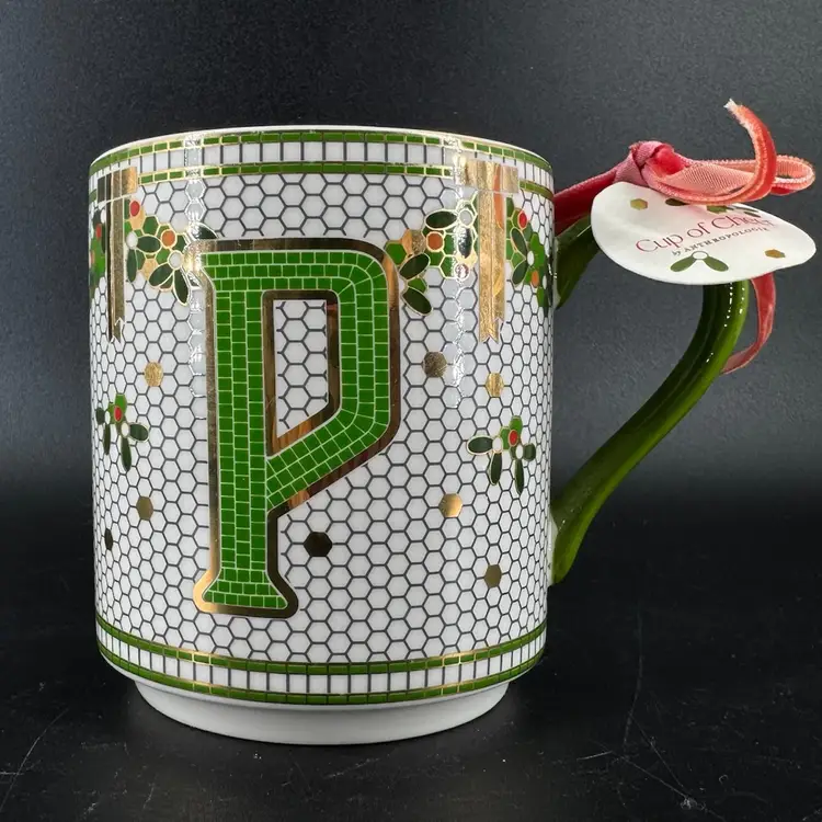 Anthropology Letter P Christmas Mug