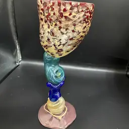 Beautiful And Stunning, Nautical, Seashell Style Hand Blown Glass Goblet Unknown Artist