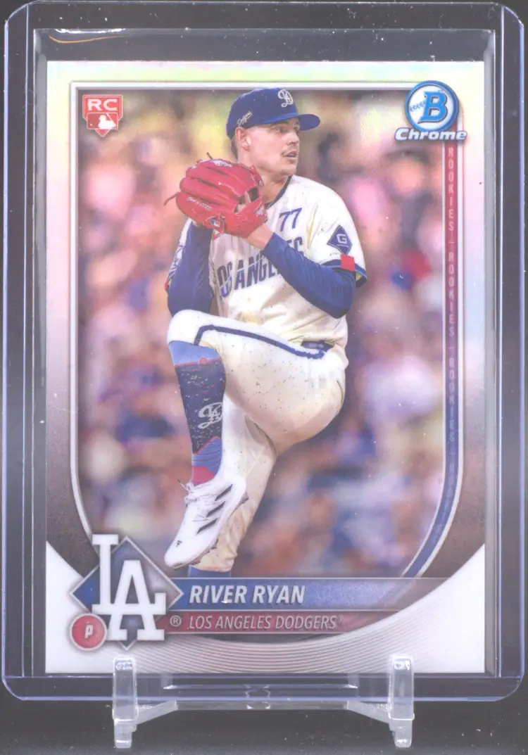 2025 Bowman Chrome Red Rookie Card, River Ryan RC, Los Angeles Dodgers