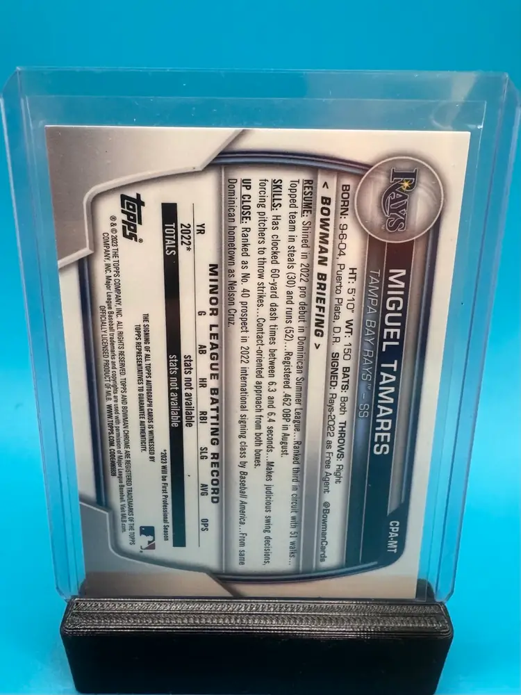 Miguel Tamares 1st Bowman Chrome Auto Tampa Bay Rays