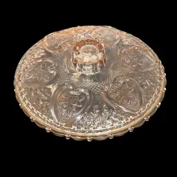 Vintage KIG Pink Pressed Glass Lidded Candy/Trinket Dish