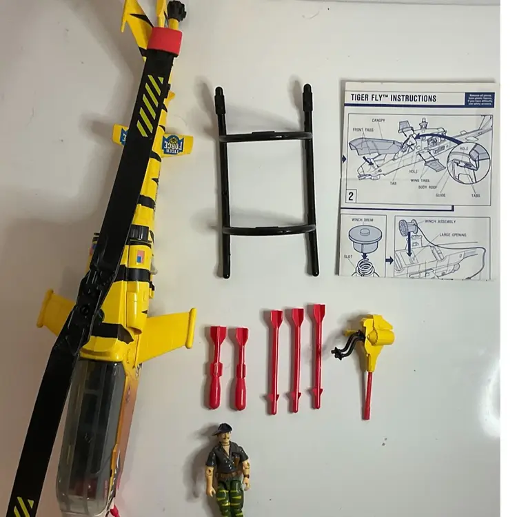 GI Joe Tiger Fly 1988 100% COMPLETE With Recondo And Blueprints