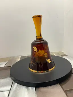 Vintage Authentic Egermann of Czech Republic, Amber Crystal Bell