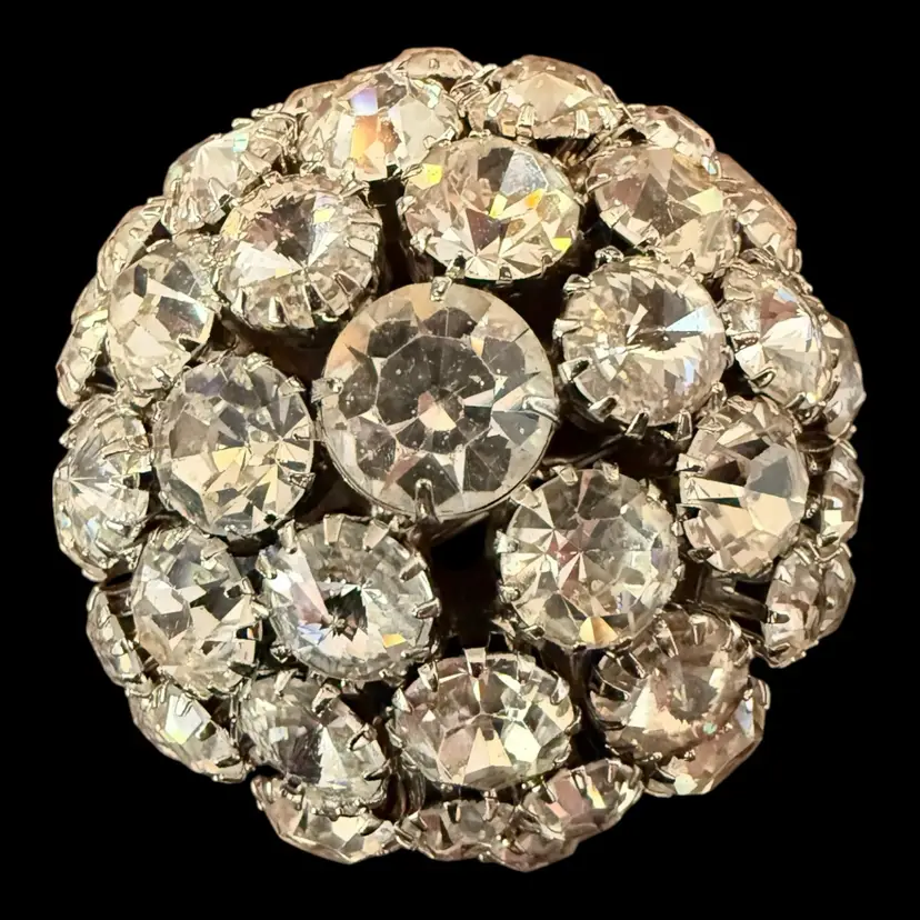 Large Domed Rhinestone Sparkling Brooch 2β