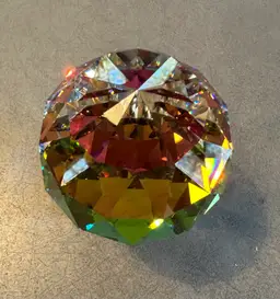 Swarovski Faceted Crystal Paperweight w/ Rainbow Color Stand Included