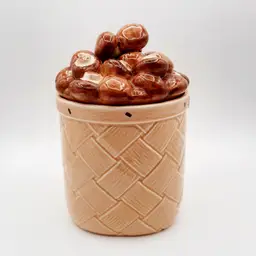 Vintage Mushroom Canister Basketweave Brown Beige H&HD 1993 Mexico