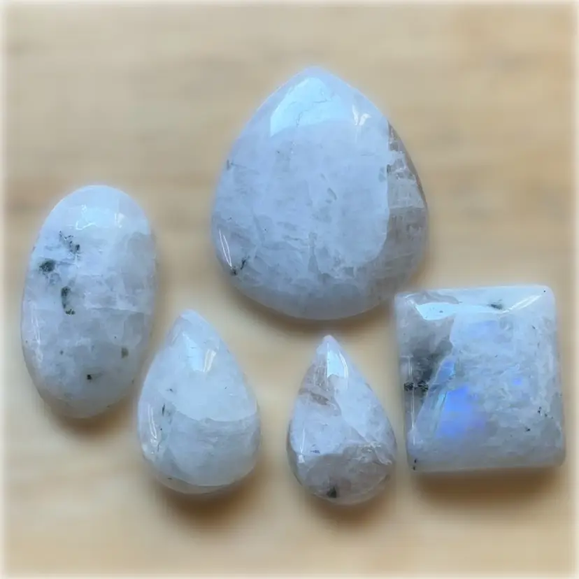Lot Of 5 Moonstone Polished Various Shapes