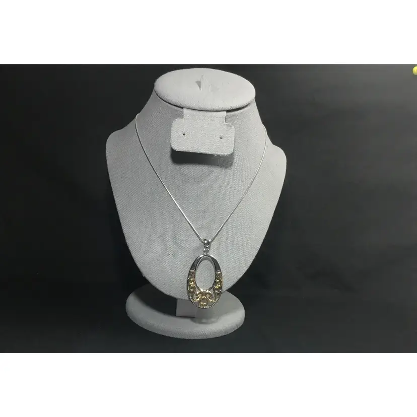 Summery necklace, 18" silver plated snake chain with Lia Sophia filigree pendant.