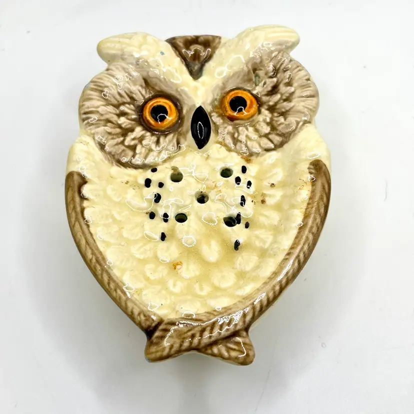 Vintage Owl Tea Bag Rest Soap Dish Japan 4”*