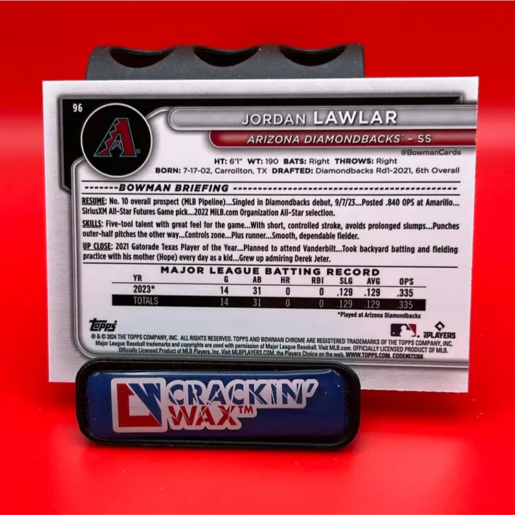 Jordan Lawlar 2024 Bowman Mega Box Aqua Mojo Refractor RC 106/125 Arizona Diamondbacks