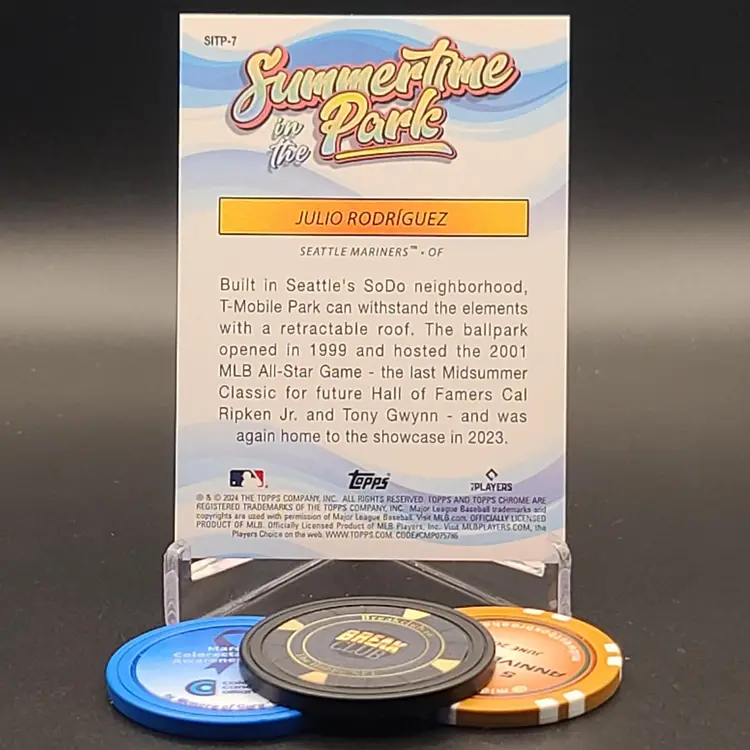 Julio Rodriguez 2024 Topps Chrome Summertime In The Park Insert Card #STIP-7 - Seattle Mariners Baseball Card