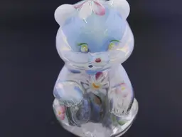 Fenton Opalescent Hand-Painted Glass Bear