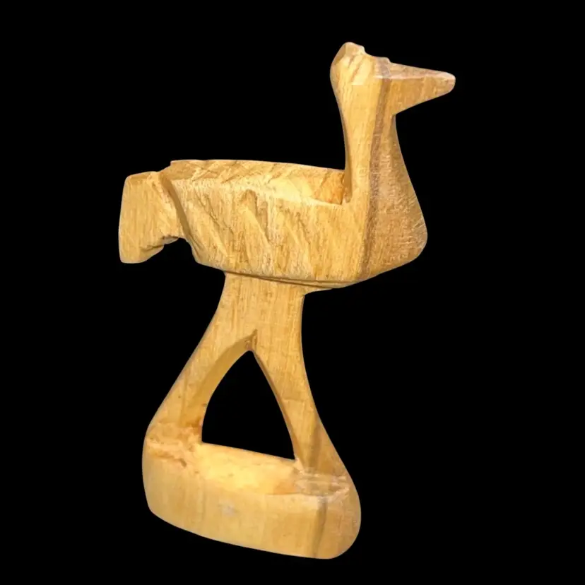Vintage Hand Carved Wood Ostrich 🪿Figurine