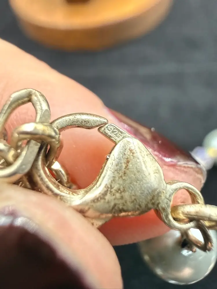 multi-colored Faux pearl necklace with sterling silver Clasp