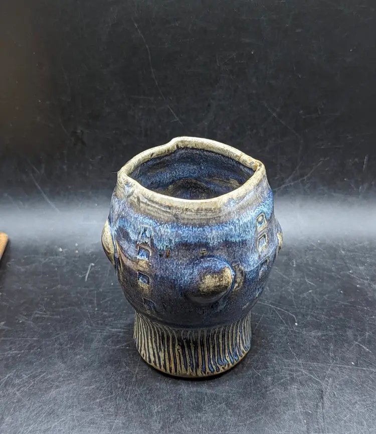 Studio Art Pottery Brutalist Small Pot Vase Unidentified Mark.