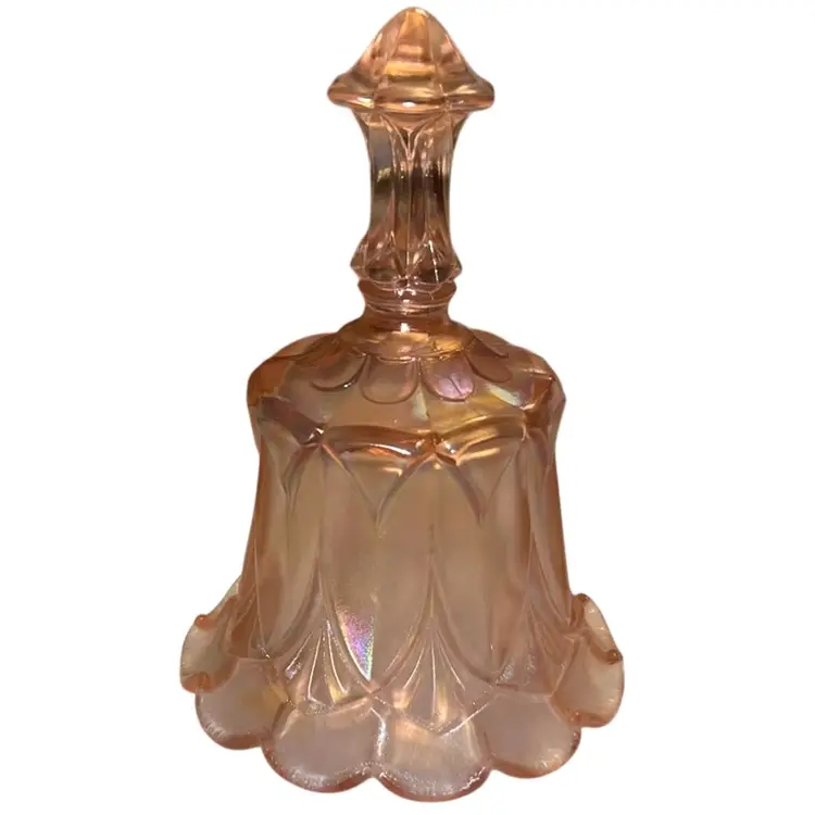 Vintage Fenton Velva Rose Pink Whitton Iridescent Stretch Glass Bell 6”