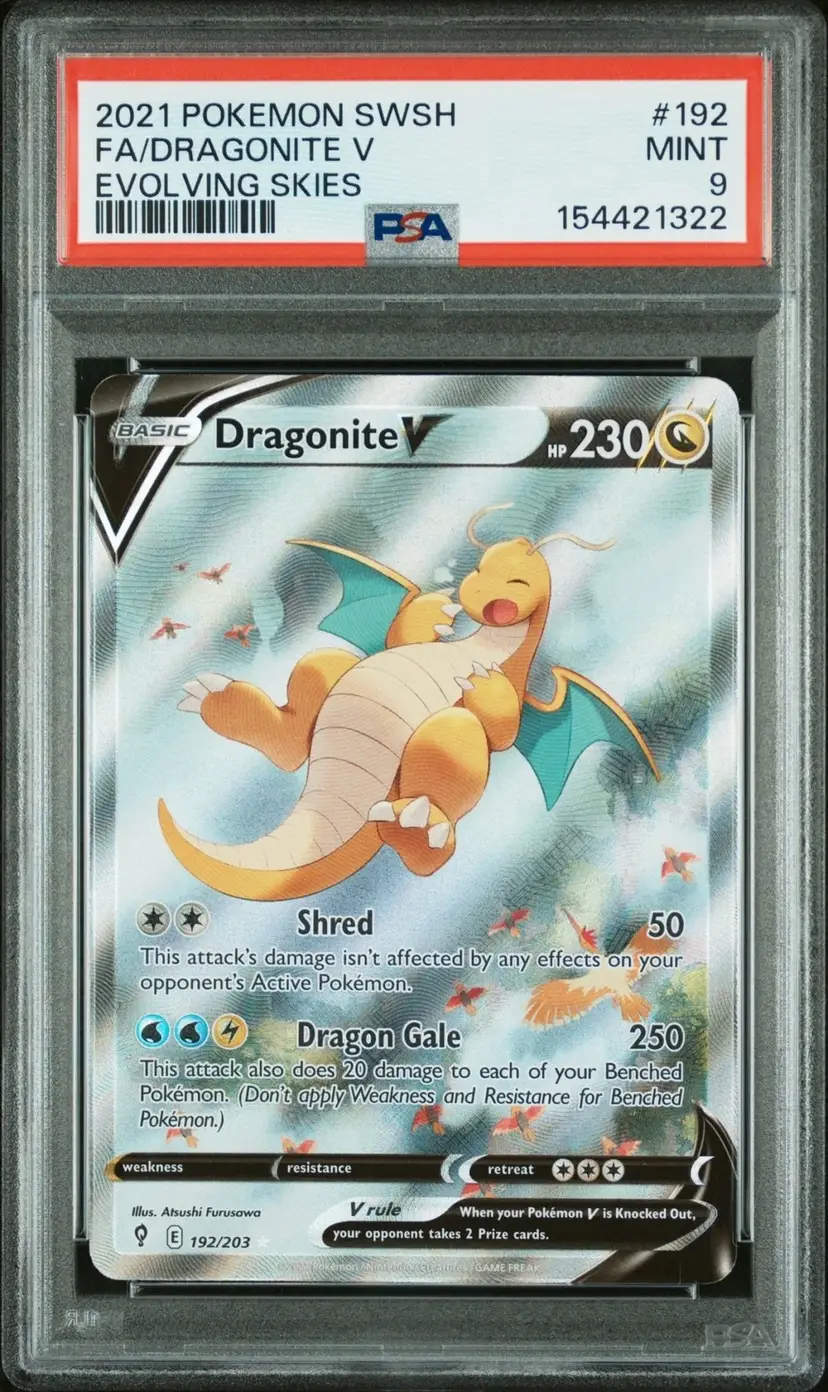 2021 Pokemon SW&SH Evolving Skies Dragonite V Full Art PSA 9 Mint #192/203